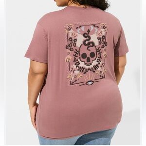 TORRID Skull Snake Graphic Tee Heritage Dusty Rose Goth Western Plus Size 6X